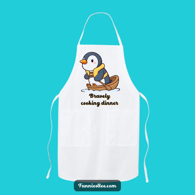 Funny Penguin Boat Apron - Brave Kitchen Adventures for Determined Cooks