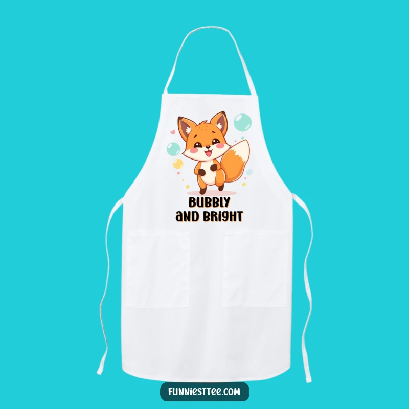 Funny Fox Party Apron: Cheerful Baker Gets Whimsical with Bubbles