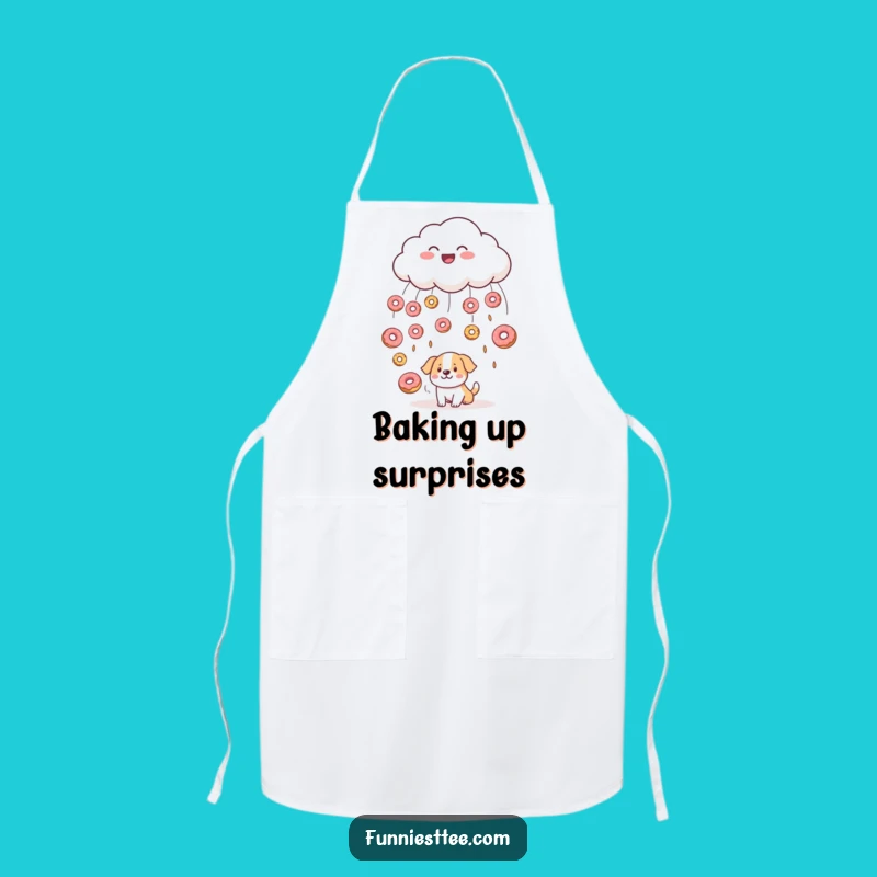 Funny Cloud Raining Donuts Apron - Sweet Kitchen Companion