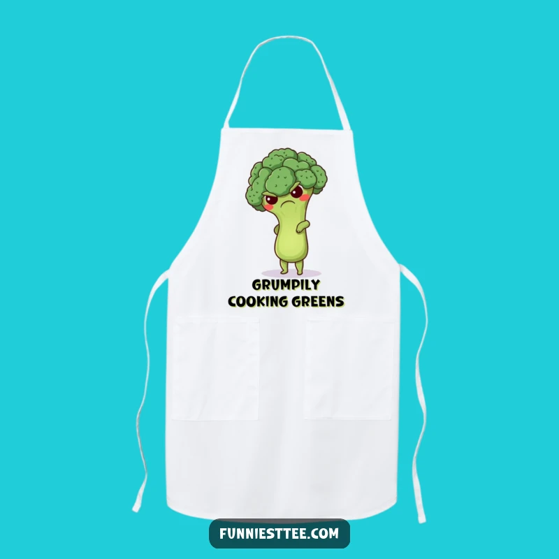 Funny Grumpy Broccoli Handstand Apron - Hilarious Kitchen Workout Gear