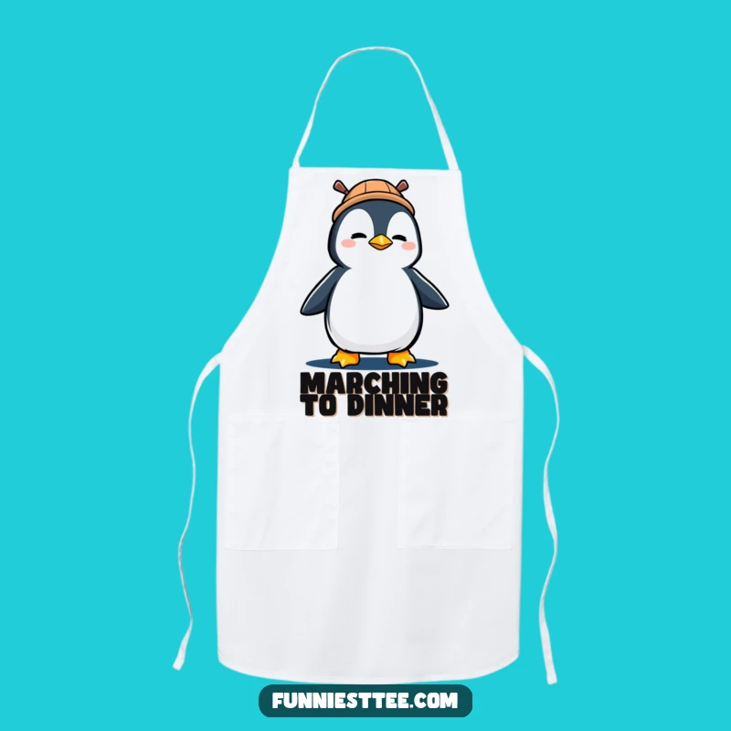 Funny Penguin Marching Apron: Determined Chef on a Mission