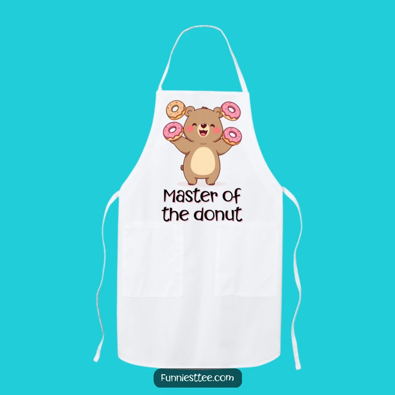 Funny Juggling Bear Donuts Apron: Bake Up Some Laughs