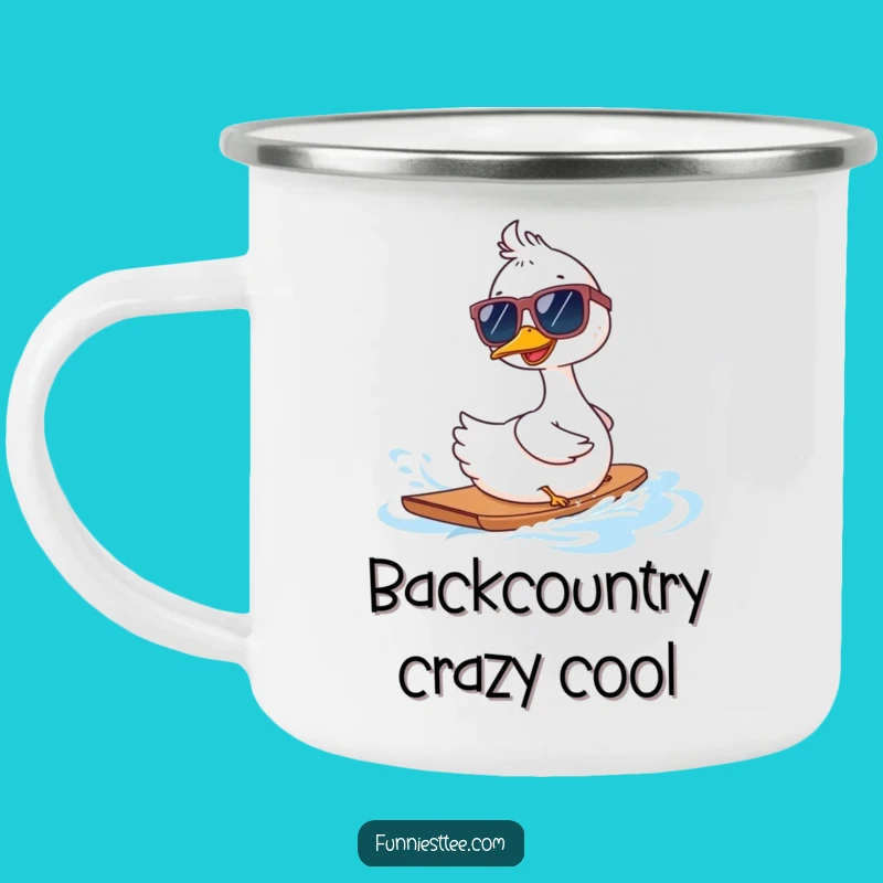 Funny Goose Sunglasses Camping Mug: Backwards Waterskiing Adventure Fuel