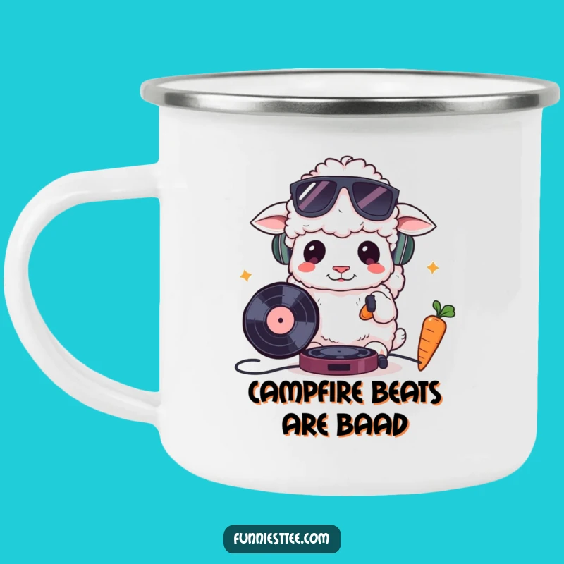 Funny DJ Sheep Camping Mug - Durable and Hilarious Outdoor Companion