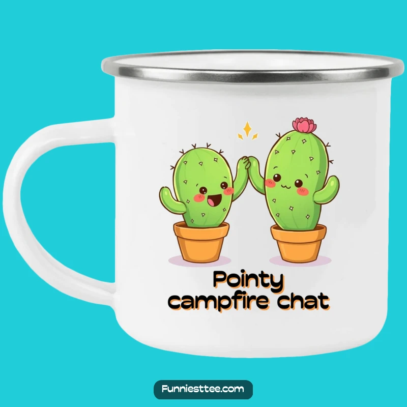 Funny Cactus High-Five Camping Mug - Outdoor Prickly Laughs, Adventurous Gift