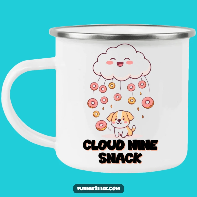 Funny Cloud Raining Donuts Camping Mug - Sweet Campfire Companion