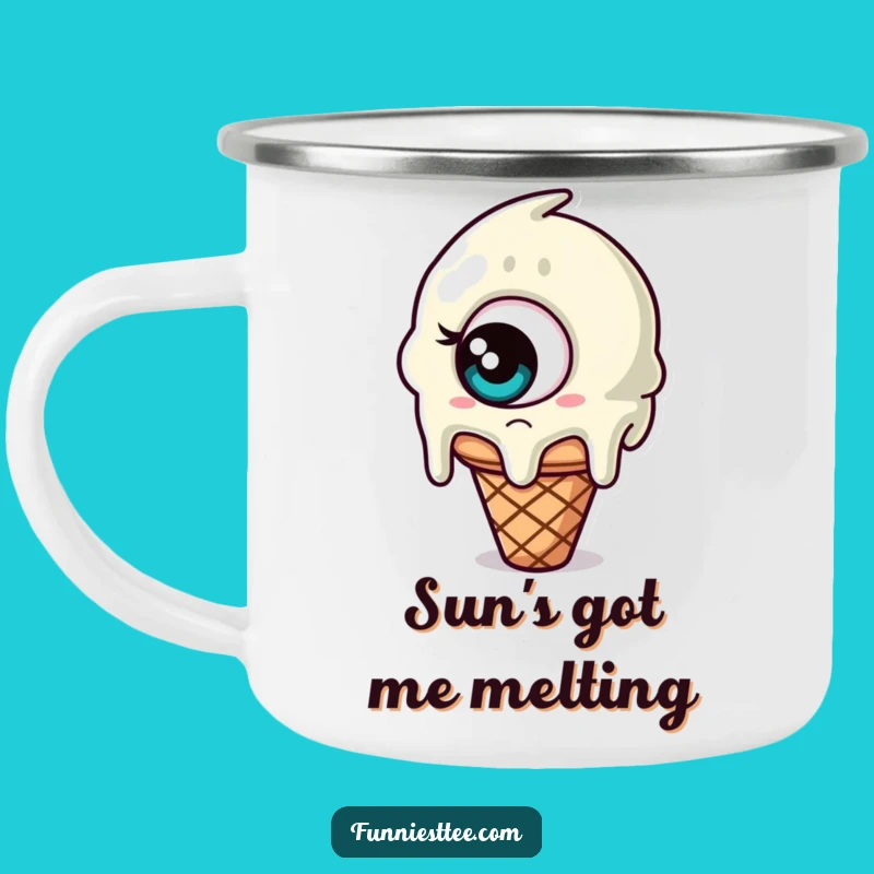 Funny Confused Ice Cream Camping Mug: Sip Sweet Confusion Outdoors!