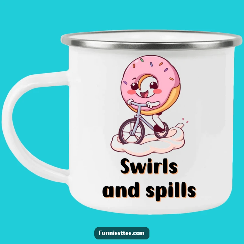 Funny Donut Unicycle Camping Mug: Adventure & Laughter Outdoors - Awesome Funny Gift!