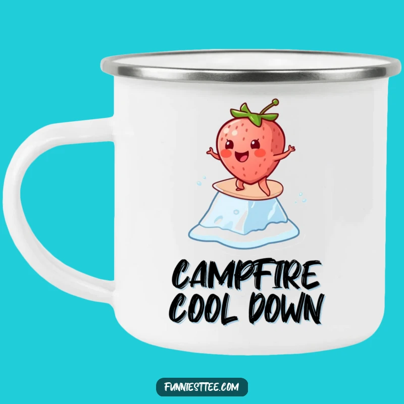 Funny Strawberry Surf Camping Mug: Durable Cheerful Character Funny Gift