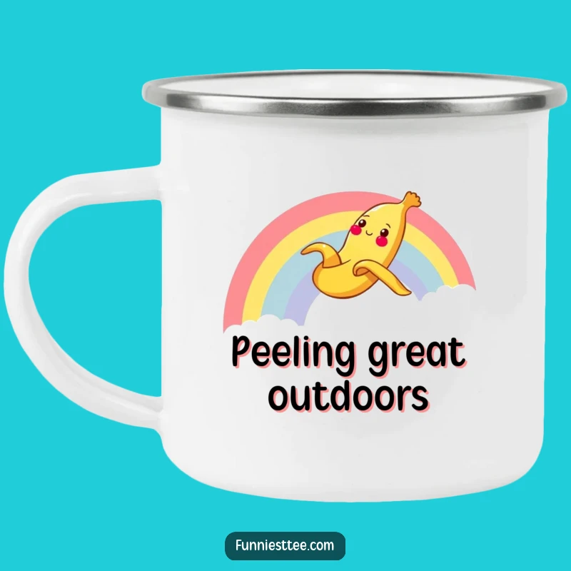 Funny Banana Rainbow Camping Mug: Cheerful Peel for Outdoor Fun