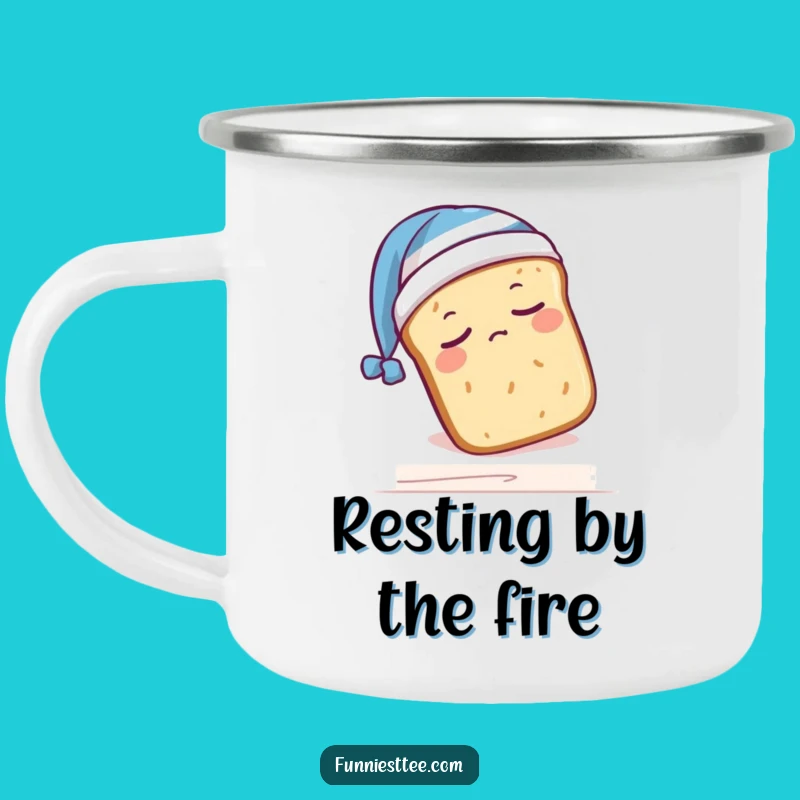 Funny Sleepy Bread Camping Mug: Sip Your Warm Drinks in Comfort!