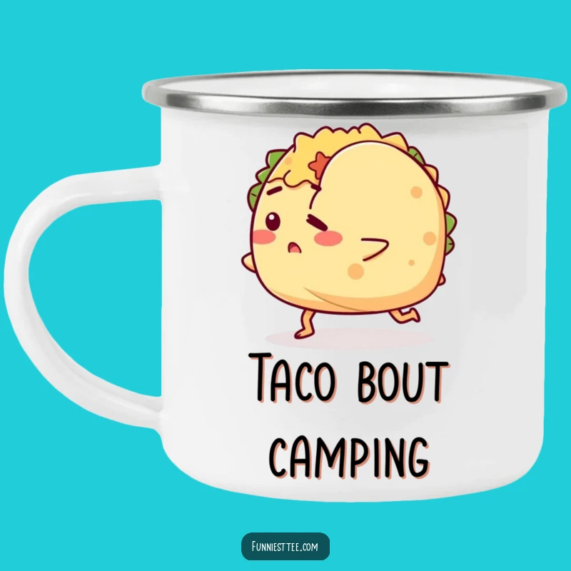 Funny Tripping Taco Camping Mug: Outdoor Foodie Fun, Rugged Humorous Companion