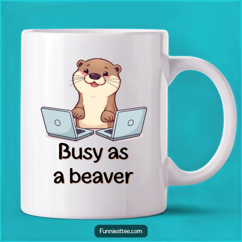 Funny Otter Multitasker Mug: Busy Otter Typing, A Fun Gift