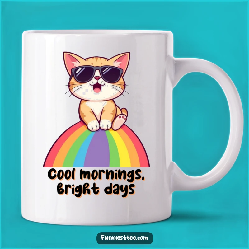 Funny Surprised Cat Rainbow Mug: A Hilarious Gift for Feline Fun Lovers
