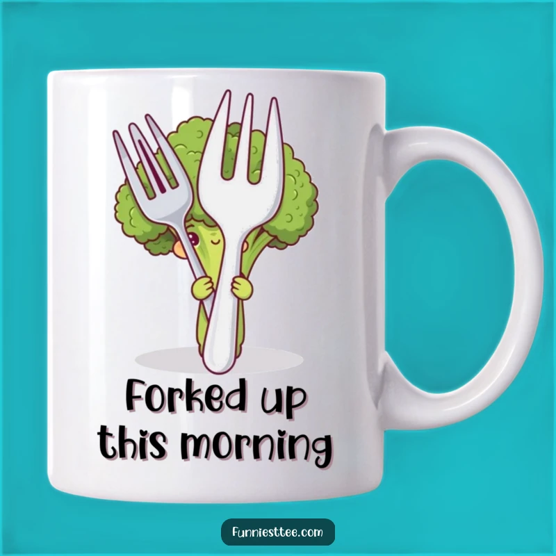 Funny Shy Broccoli Mug: Adorable Veggie Hiding, Perfect Humorous Gift