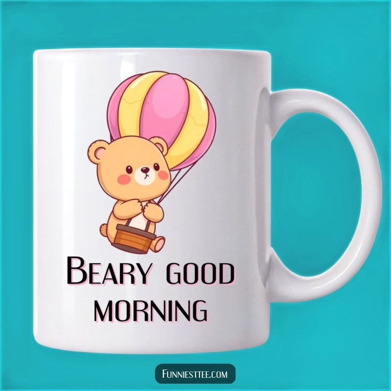 Funny Bear Cub Balloon Mug: Upward Journey Dream, Whimsical Gift