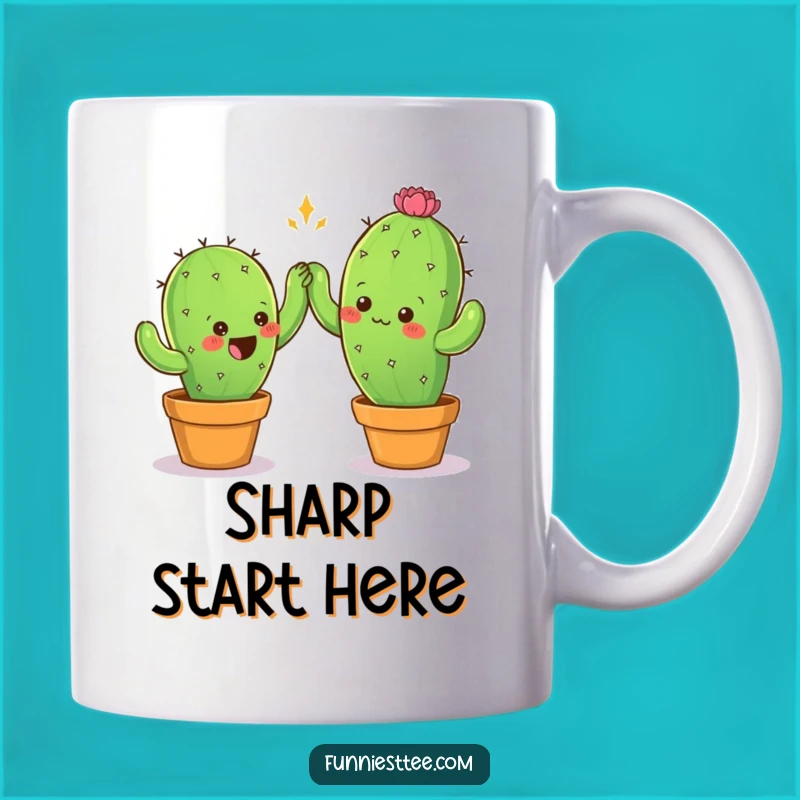 Funny Cactus High-Five Mug - Prickly Pals Greeting, Humorous Friendship Gift