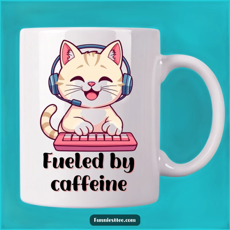Funny Cat Programmer Mug: Happy Cat Typing, Perfect Gift for Gamers & Coders