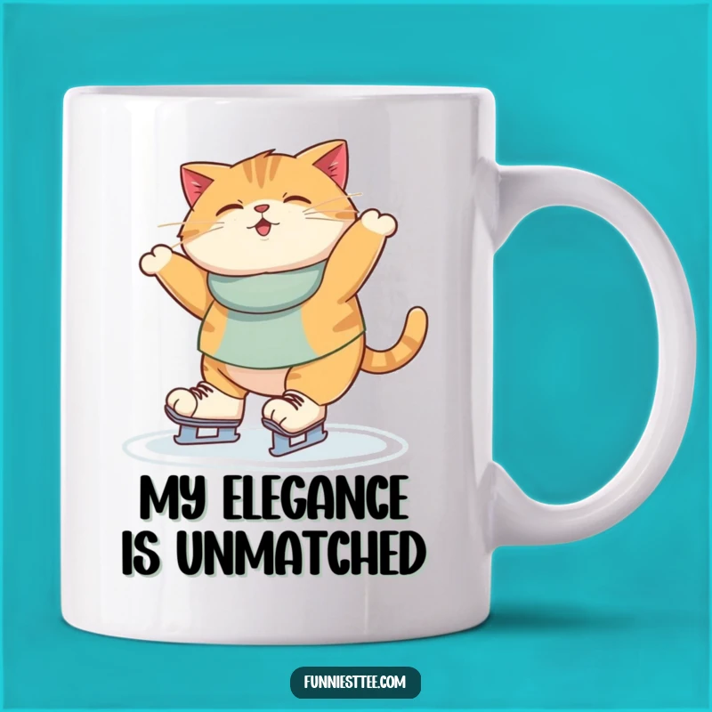 Funny Ice Skating Cat Mug - Hilarious Wobbling Feline Gift for Cat Lovers