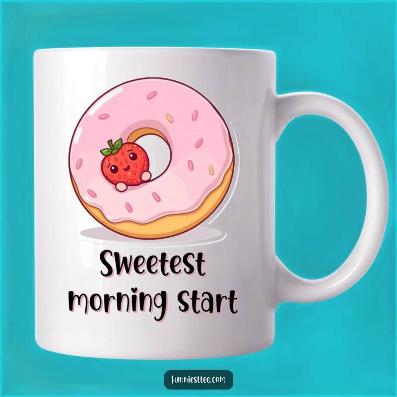 Funny Strawberry Donut Mug - Adorable Shy Fruit Gift for Dessert Lovers