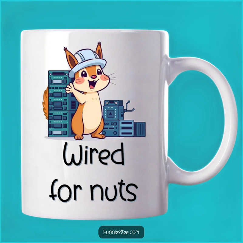 Funny Tech Squirrel Mug: Hard Hat Squirrel Builds Circuits, Genius Gift