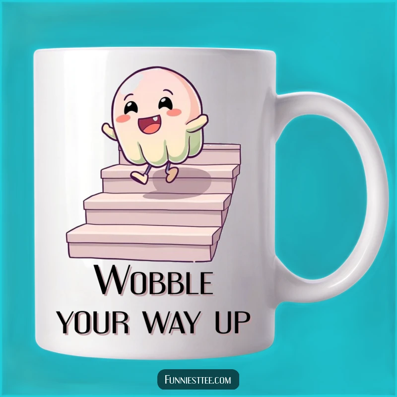 Funny Wobbly Jelly Mug: Bouncing Down Stairs, Hilarious Humorous Gift Idea