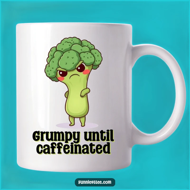 Funny Grumpy Broccoli Handstand Mug - Hilarious Veggie Fitness Gift
