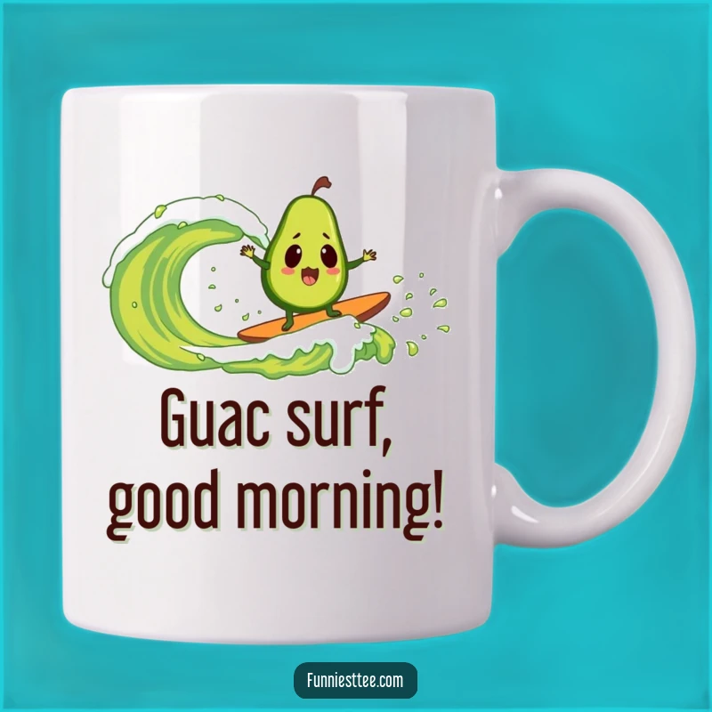 Funny Surprised Avocado Surfing Guacamole Wave Mug: The Perfect Hilarious Gift