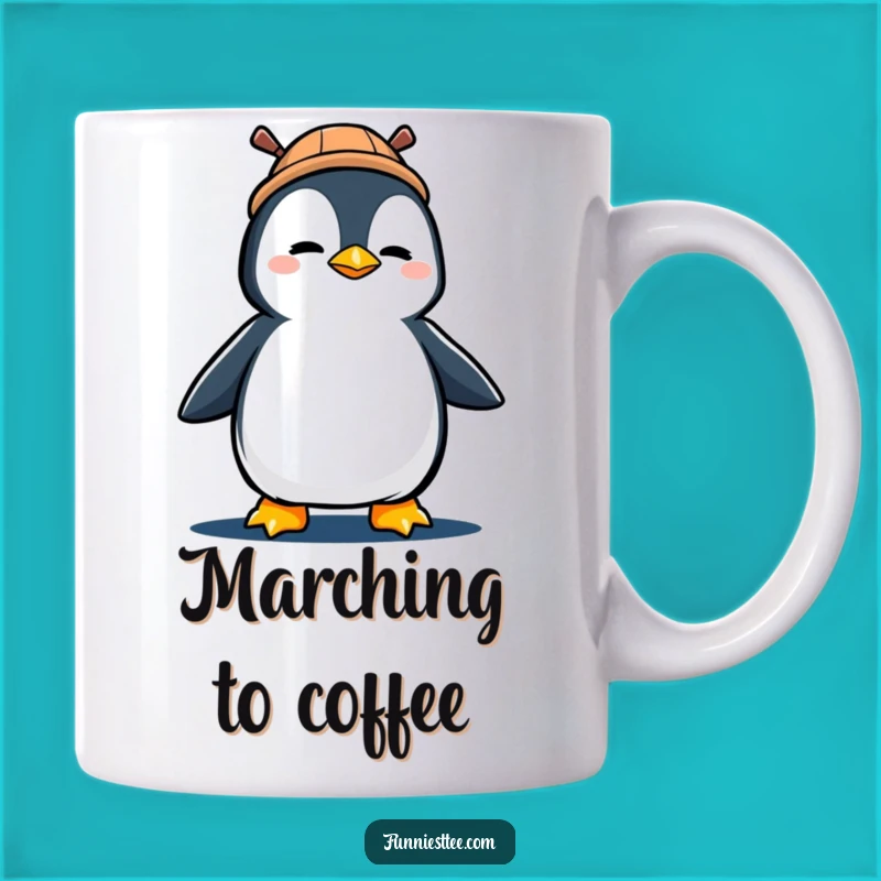 Funny Penguin Marching Mug: Determined Character with Propeller Hat
