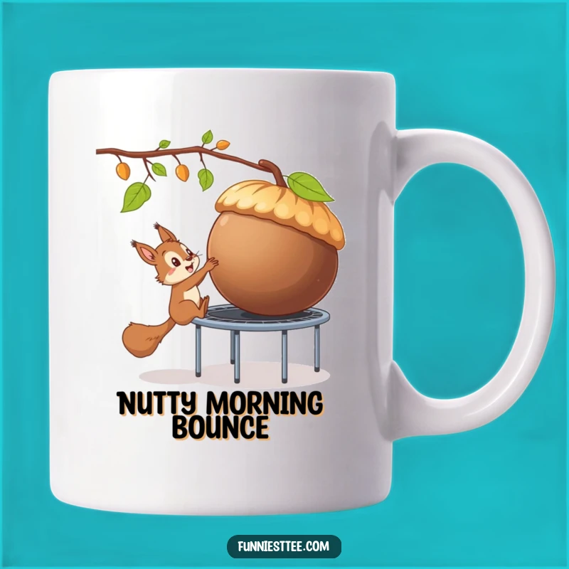 Funny Squirrel Trampoline Acorn Heist Mug: Hilarious Gift for Pranksters