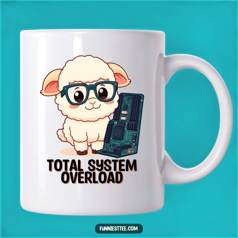 Funny Sheep Geek Mug: Confused Sheep with Motherboard, Perfect Tech Gift for Nerds
