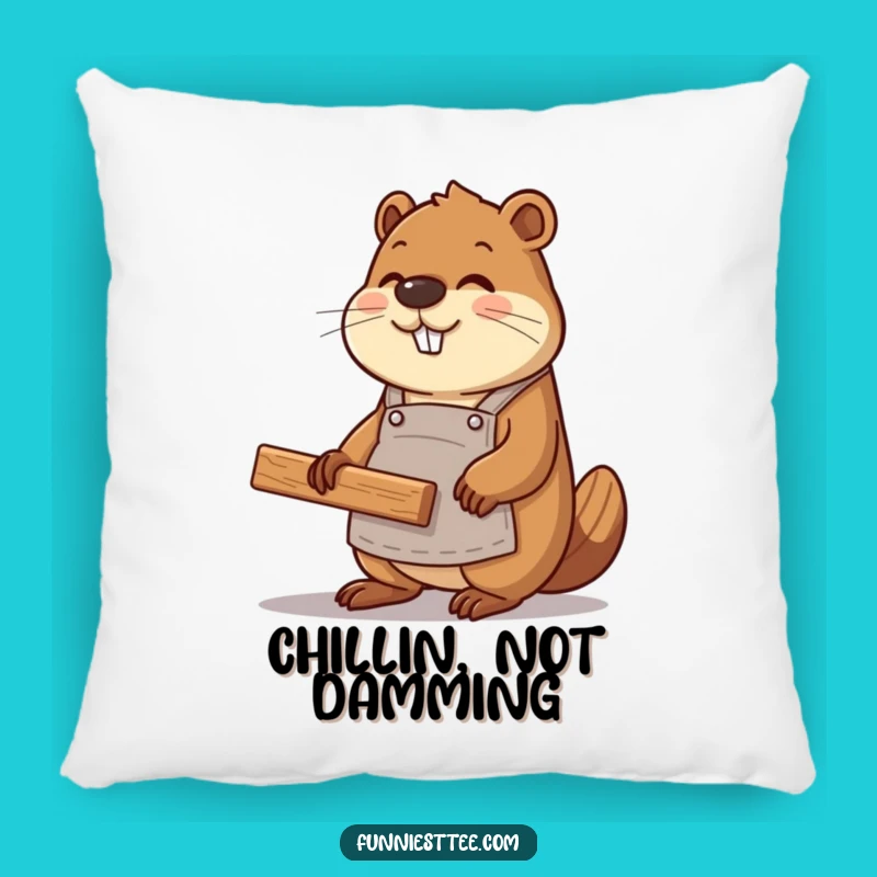 Funny Beaver Coder Pillow - Cozy Web Dev Accent, Hilarious Gift