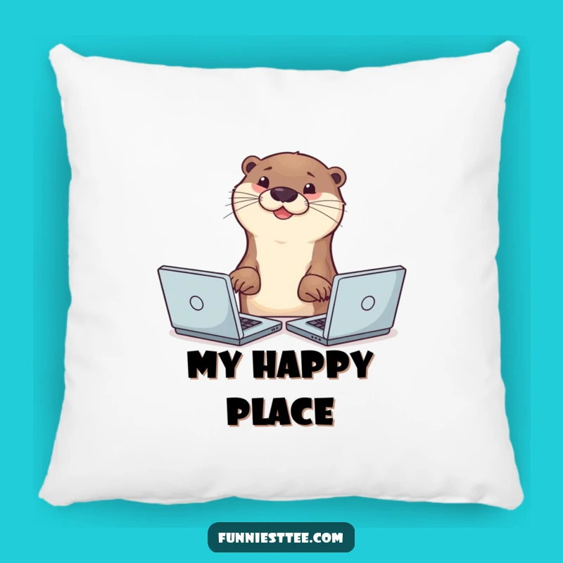 Funny Otter Multitasker Pillow: Cozy Comfort for the Busy Bee