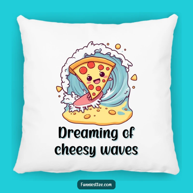 Funny Pizza Surf Pillow: Cozy Up with Cheesy Wave Comfort