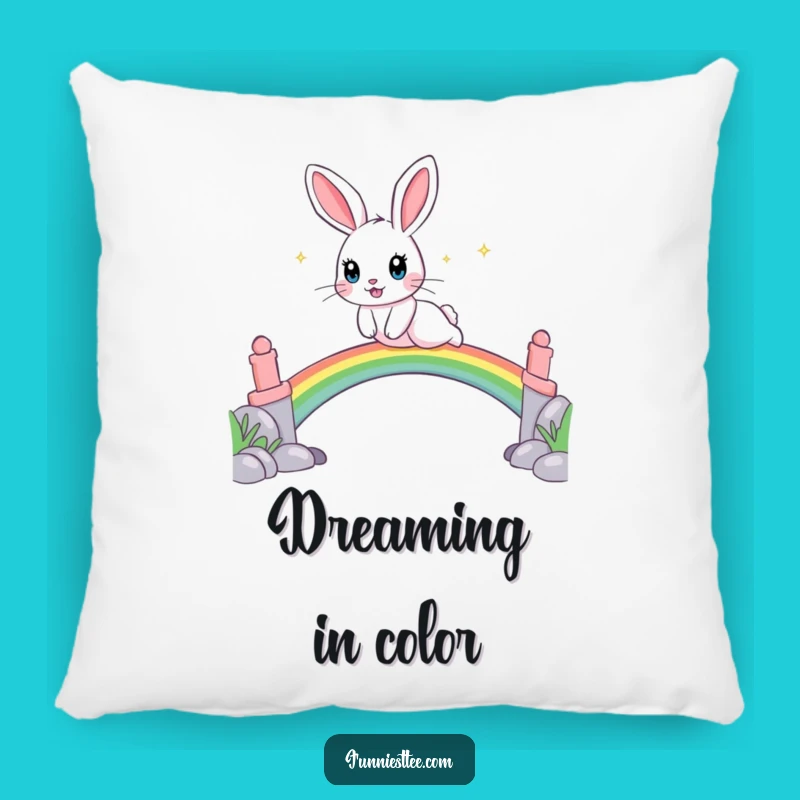 Funny Rabbit Rainbow Pillow - Cozy Dreams of Magic