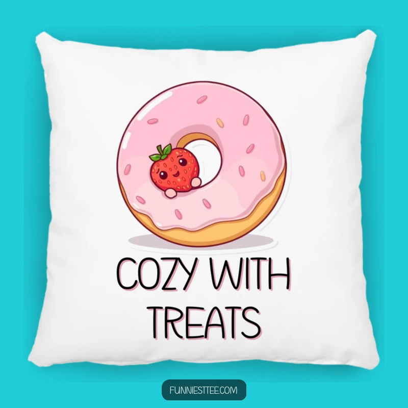 Funny Strawberry Donut Pillow - Comfy Shy Fruit Cushion Gift