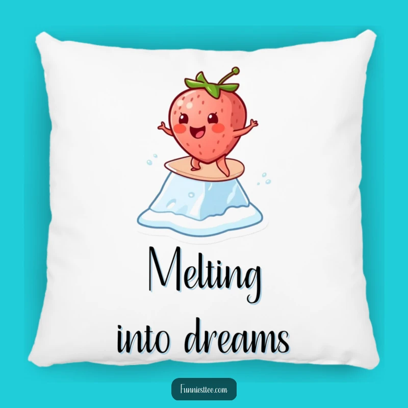 Funny Strawberry Surf Pillow: Comfy Cheerful Character Funny Gift