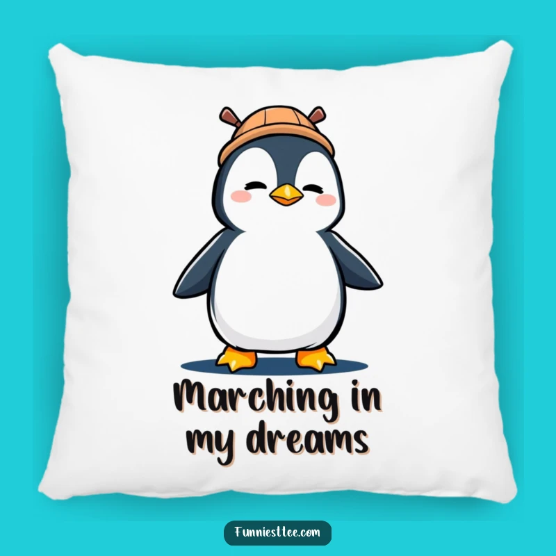 Funny Penguin Marching Pillow: Soft Comfort for the Determined