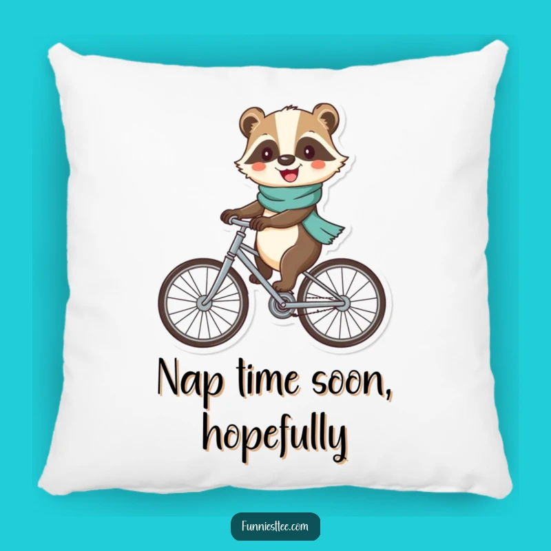 Funny Badger Bicycle Pillow - Cozy Accent for Whimsical Spaces