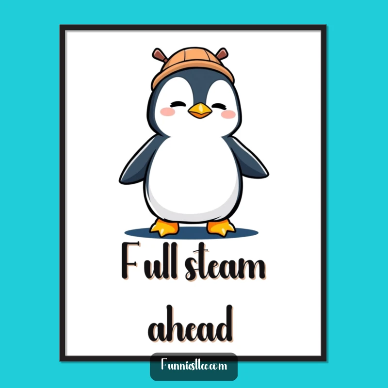 Funny Penguin Marching Digital Art: Inspirational Propeller Hat Penguin