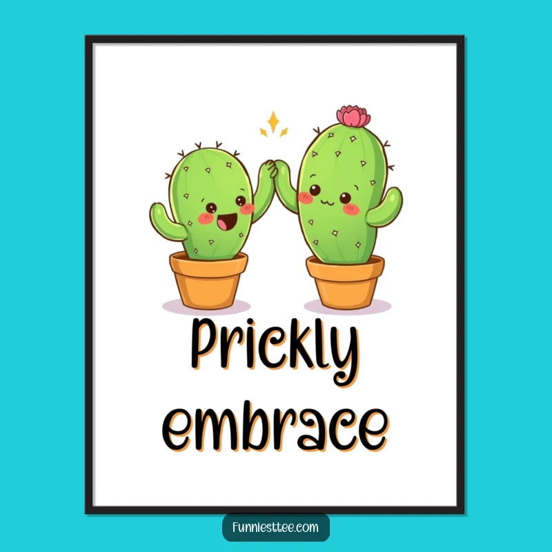 Funny Cactus High-Five Digital Art - Printable Prickly Humor, Instant Gift