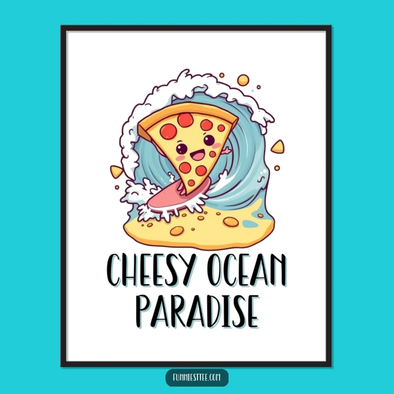 Funny Pizza Surf Digital Art: Delicious Decor for Foodie Fun