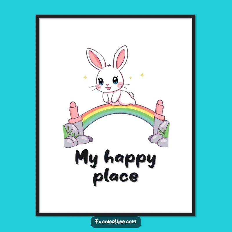 Funny Rabbit Rainbow Digital Print - Instant Whimsy Wall Art