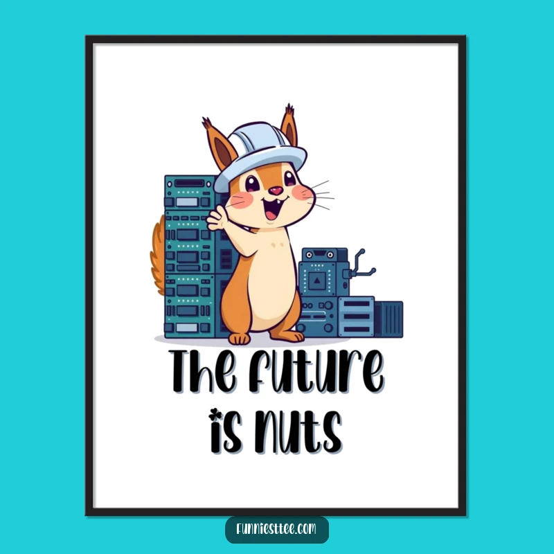Funny Tech Squirrel Digital Art Print: Instant Engineering Humor