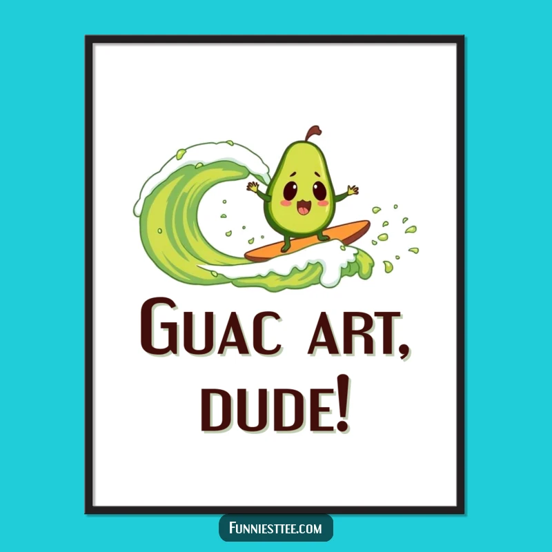 Funny Avocado Guacamole Wave Digital Art: Hilarious Print for Walls