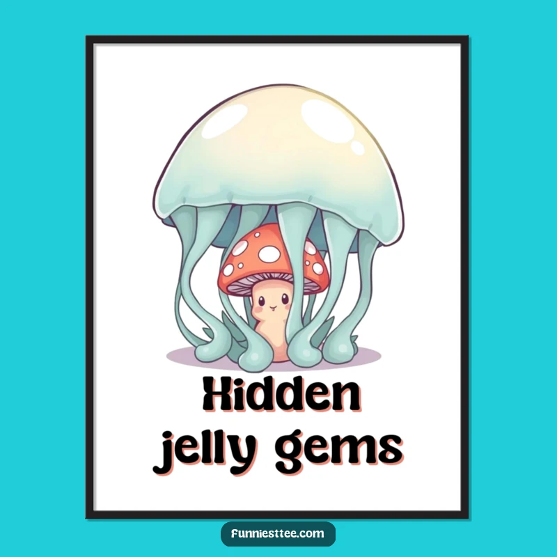 Funny Shy Mushroom Digital Art: Adorable Decor for a Gentle Laugh