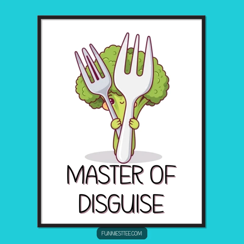 Funny Shy Broccoli Digital Art: Instant Veggie Humor, Downloadable Humorous Decor