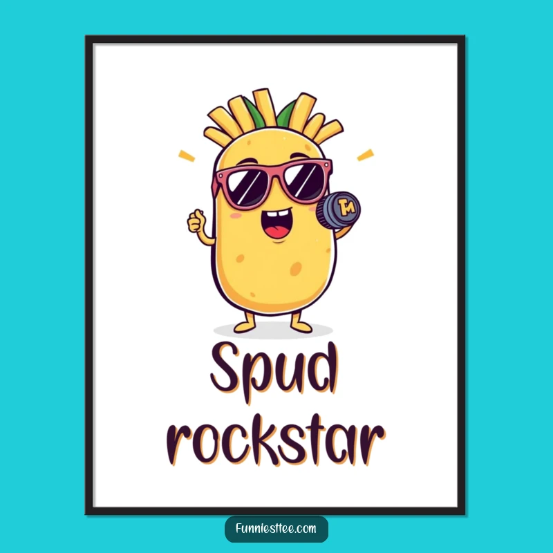 Funny Potato Rockstar Digital Art: Printable Stage Presence - Unique Funny Gift Idea!