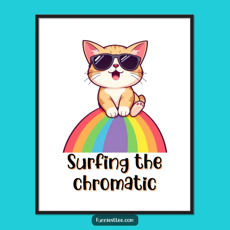 Funny Surprised Cat Rainbow Digital Art: Instant Download of Cosmic Fun