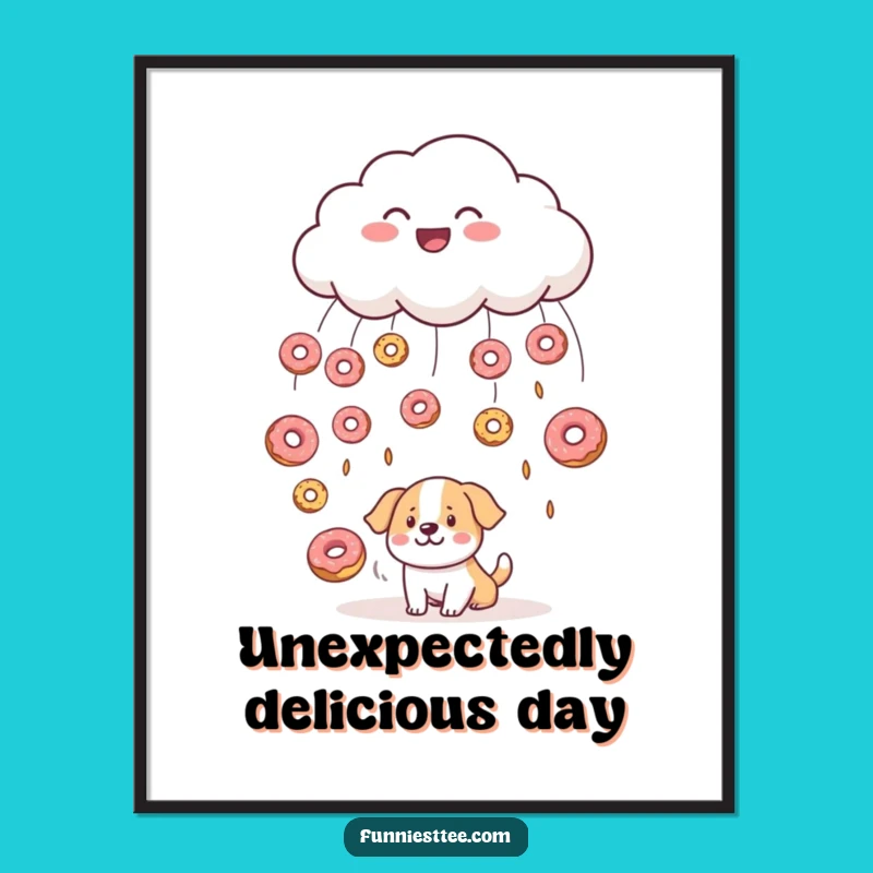 Funny Cloud Raining Donuts Digital Art - Instant Whimsical Decor